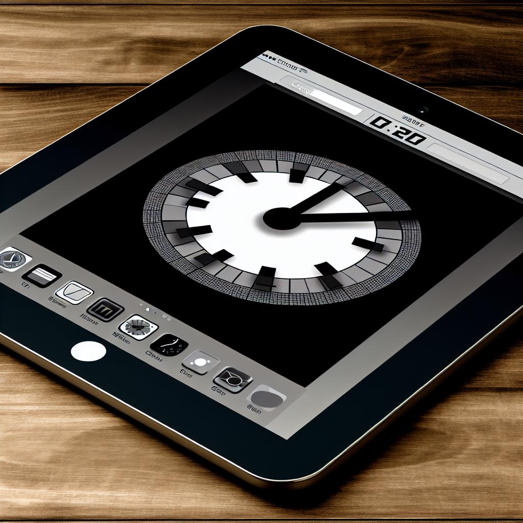 The image shows a clock in app in operation on an ipad